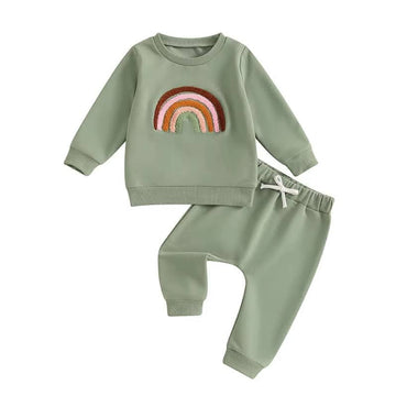 Long Sleeve Rainbow Baby Set Green 3-6 M