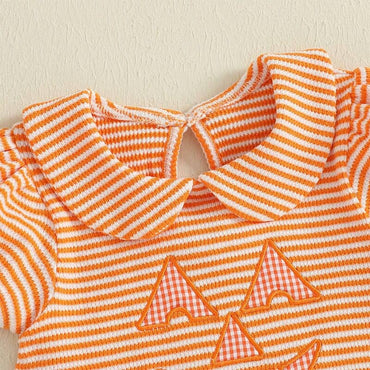Striped Collar Halloween Baby Romper