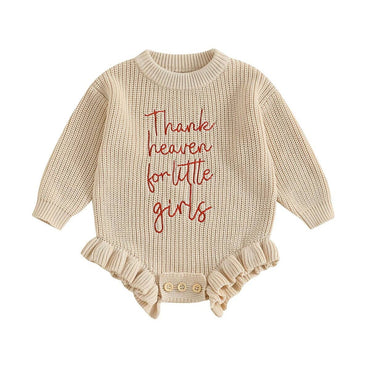 Long Sleeve Knit Baby Bodysuit Beige 0-3 M