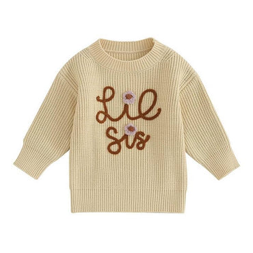 Lil Sis Knitted Baby Sweater Khaki 3-6 M