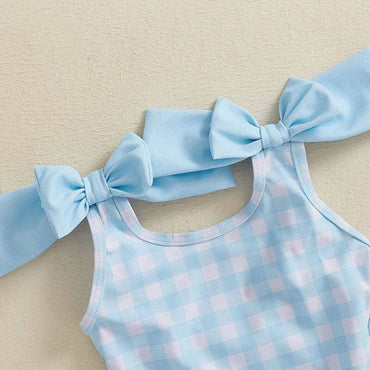 Sleeveless Checkered Toddler Swimsuit