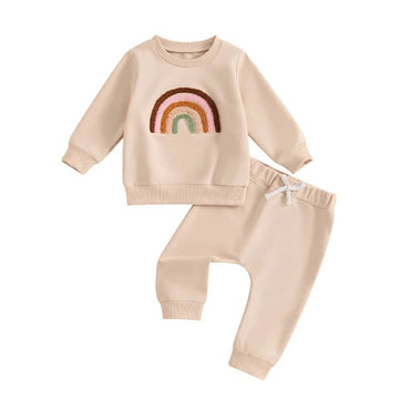 Long Sleeve Rainbow Baby Set Beige 3-6 M