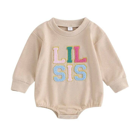 Lil Sis Beige Baby Bodysuit