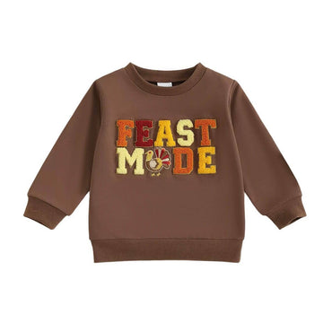 Feast Mode Turkey Toddler Sweatshirt Brown 9-12 M