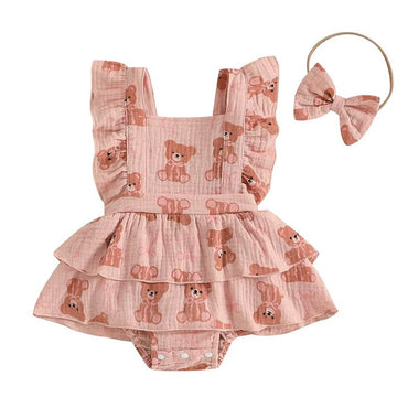 Teddy Bear Ruffled Baby Romper
