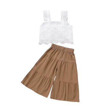 Lace Crop Top Flared Pants Toddler Set