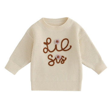 Lil Sis Knitted Baby Sweater Beige 3-6 M