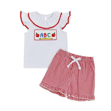 Fly Sleeve ABC Plaid Shorts Toddler Set