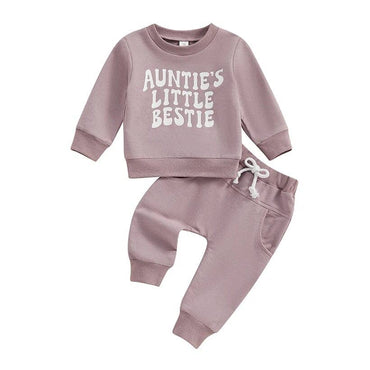 Long Sleeve Auntie's Little Bestie Baby Set Purple 3-6 M