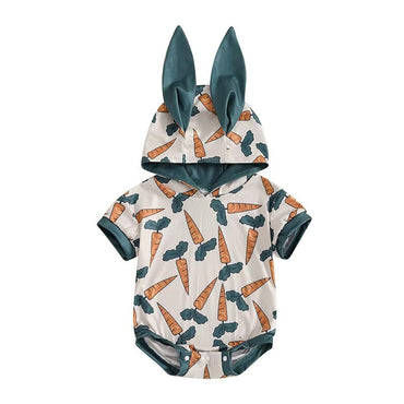 Short Sleeve Bunny Carrot Baby Romper
