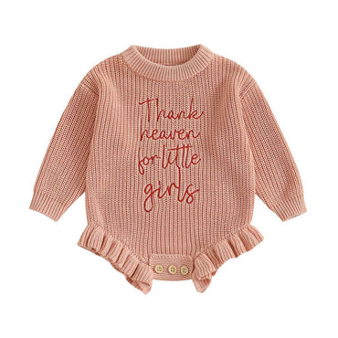 Long Sleeve Knit Baby Bodysuit Pink 0-3 M