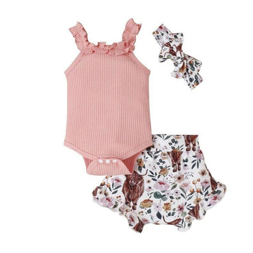 Highland Cow Floral Baby Set