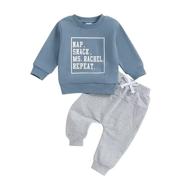 Long Sleeve Daily Routine Baby Set Blue 3-6 M