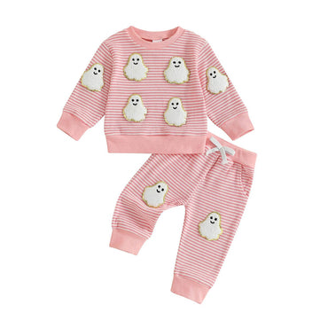 Long Sleeve Pink Striped Ghost Baby Set