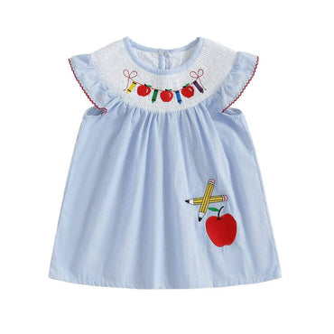Flutter Sleeve Blue Striped Toddler Dress