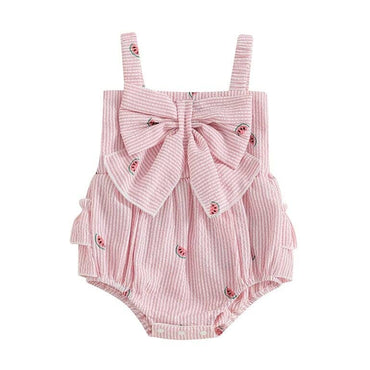 Pink Watermelon Striped Baby Romper