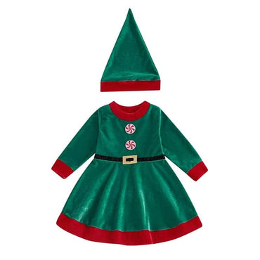Long Sleeve Christmas Elf Dress Costume