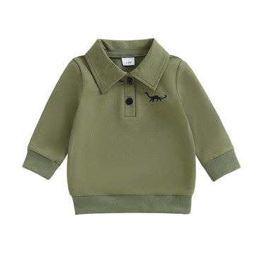Long Sleeve Dino Collar Toddler Sweatshirt Green 9-12 M
