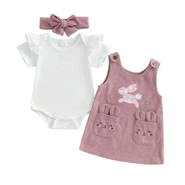 Short Sleeve Corduroy Easter Baby Set