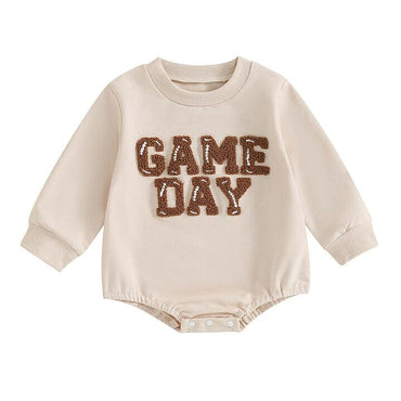 Long Sleeve Game Day Baby Bodysuit Beige 0-3 M