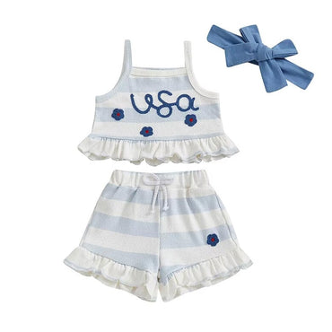 USA Floral Ruffled Baby Set