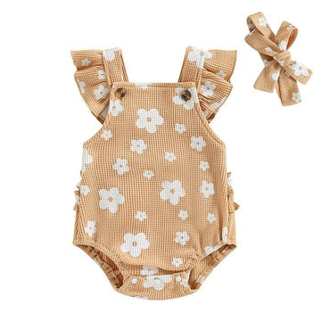 Floral Waffle Baby Romper