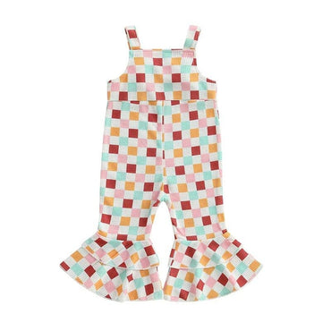 Sleeveless Multicolor Checkered Toddler Jumpsuit