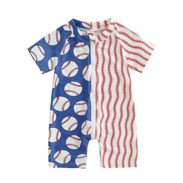 Short Sleeve Baseball Baby Swimsuit
