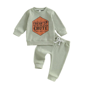 Long Sleeve Rodeo Waffle Baby Set Green 3-6 M