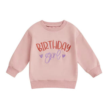 Embroidered Birthday Girl Toddler Sweatshirt Pink 12-18 M