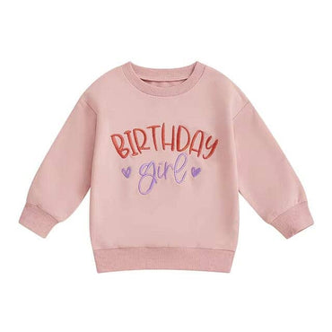Embroidered Birthday Girl Toddler Sweatshirt Pink 12-18 M
