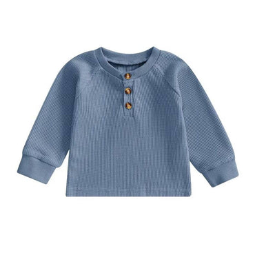 Solid Waffle Baby Pullover Blue 3-6 M