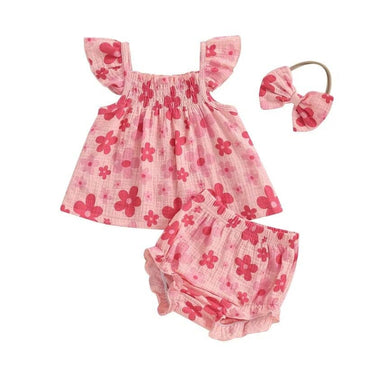 Fly Sleeve Pink Floral Baby Set