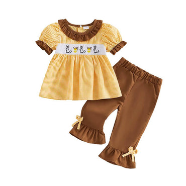 Short Sleeve Easter Ruffled Flared Toddler Set Sets The Trendy Toddlers