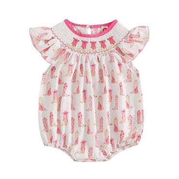 Fly Sleeve Vintage Boots Baby Romper