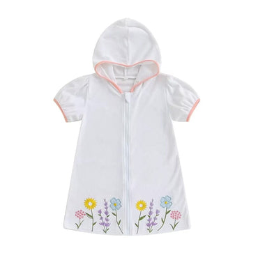 Short Sleeve Hooded Floral Toddler Cover-Up