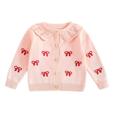 Knitted Bow Toddler Cardigan Pink 3-6 M