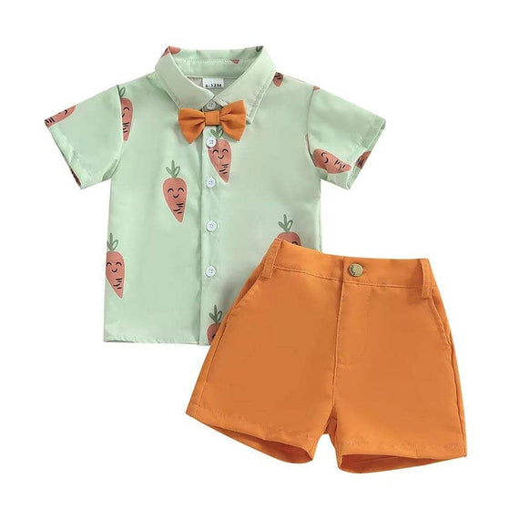Short Sleeve Carrot Orange Shorts Toddler Set
