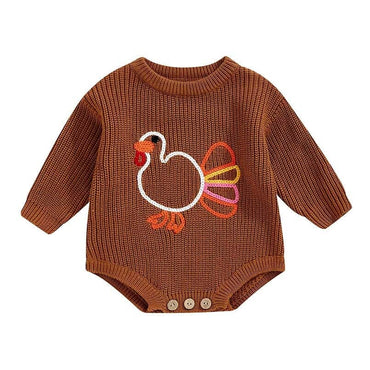Long Sleeve Thanksgiving Knit Baby Romper