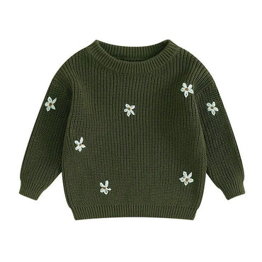 Floral Knit Baby Sweater Green 0-3 M