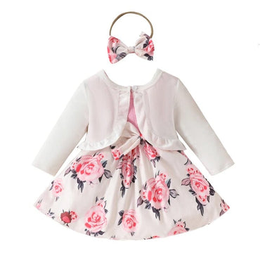 Long Sleeves Jacket Floral Baby Dress