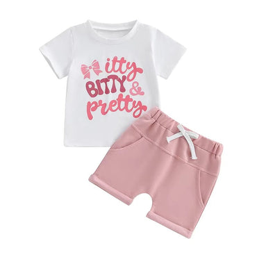 Short Sleeve Pretty Solid Shorts Baby Set