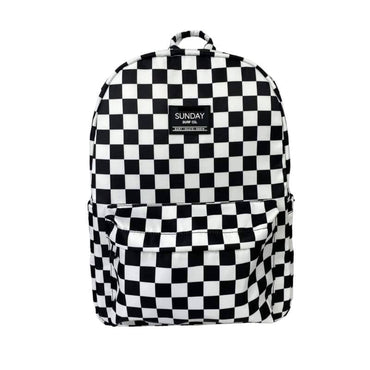 Full Size Black & White Checkered Backpack