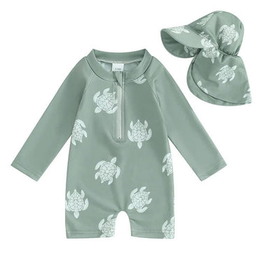 Long Sleeve Turtle Zipper Baby Swimsuit