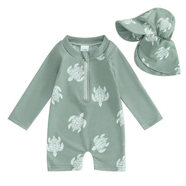 Long Sleeve Turtle Zipper Baby Swimsuit