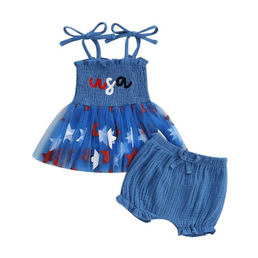 USA Glittery Stars Toddler Set Blue 3-6 M
