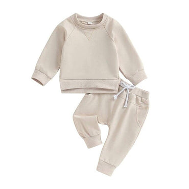 Solid Long Sleeve Baby Set Beige 3-6 M