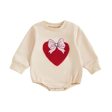Long Sleeve Heart Bow Baby Bodysuit