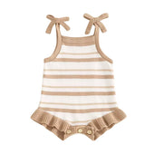 Sleeveless Strap Stripes Baby Romper