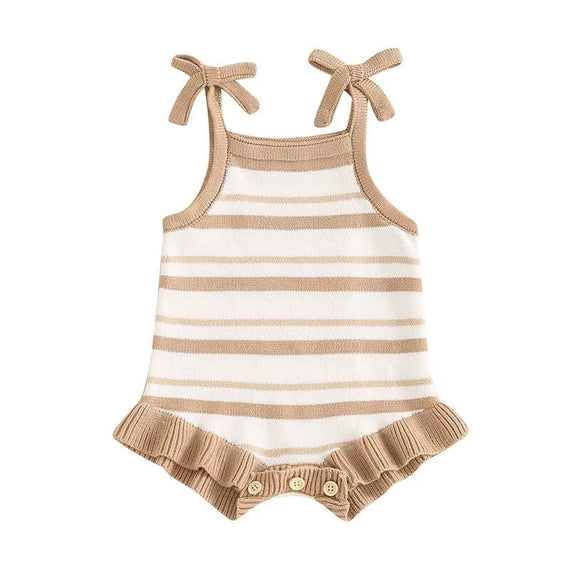 Sleeveless Strap Stripes Baby Romper